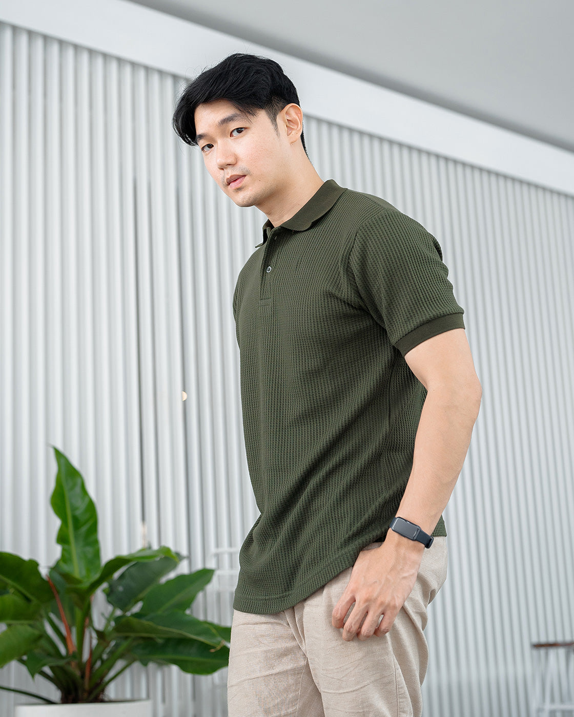 Shibuya Polo Waffle Dark Green