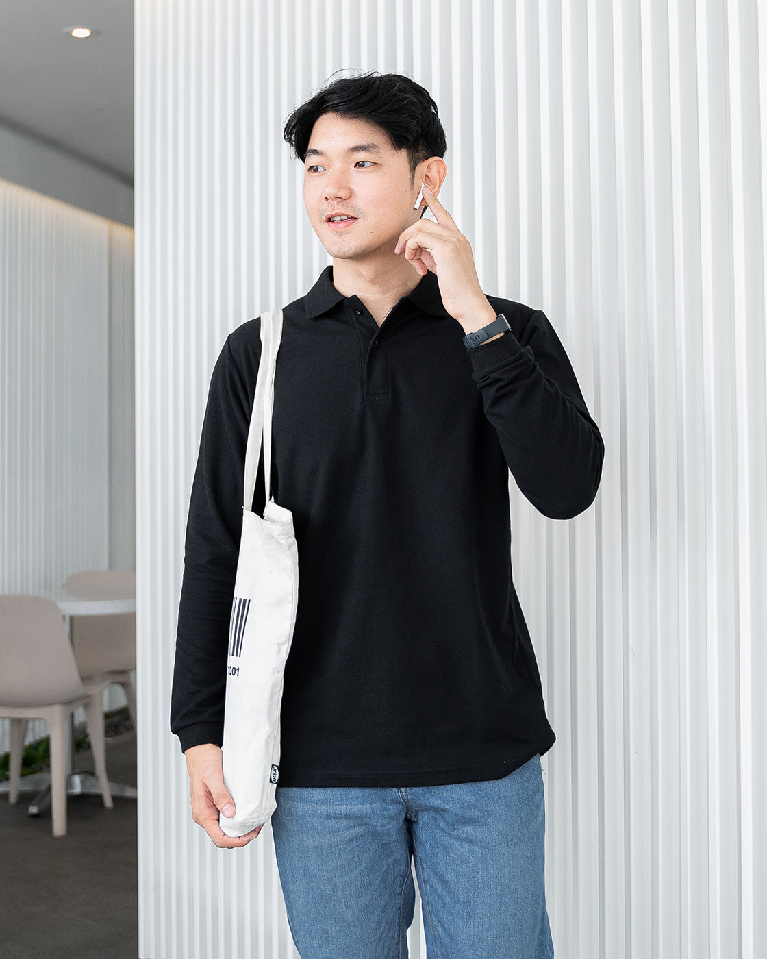 Sapporo Polo Longsleeve Black