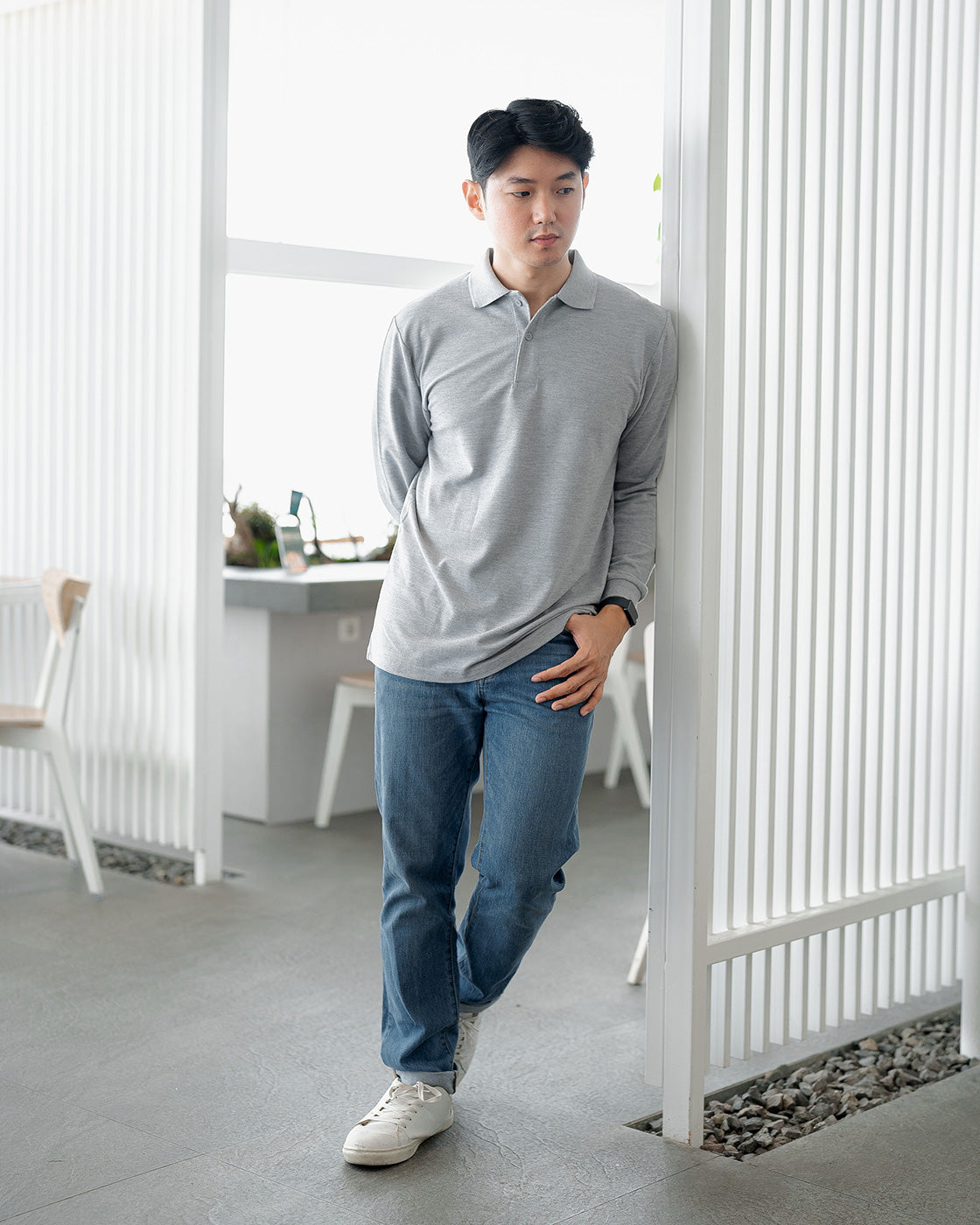 Sapporo Polo Longsleeve Light Grey