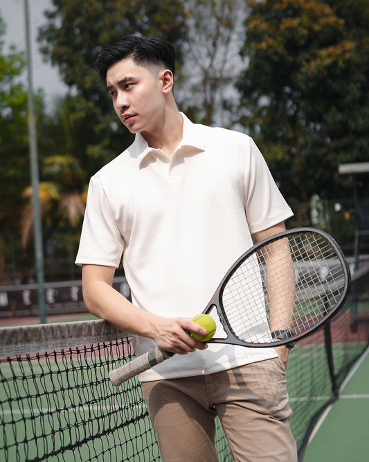 Narita Soft Knit Polo Broken White