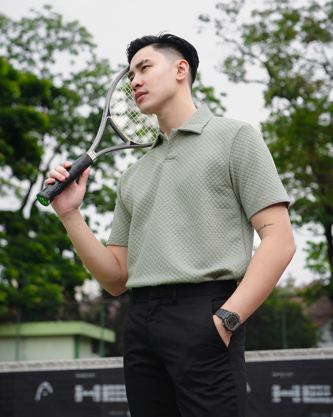 Okinawa Polo Shirt Diamond Sage Green