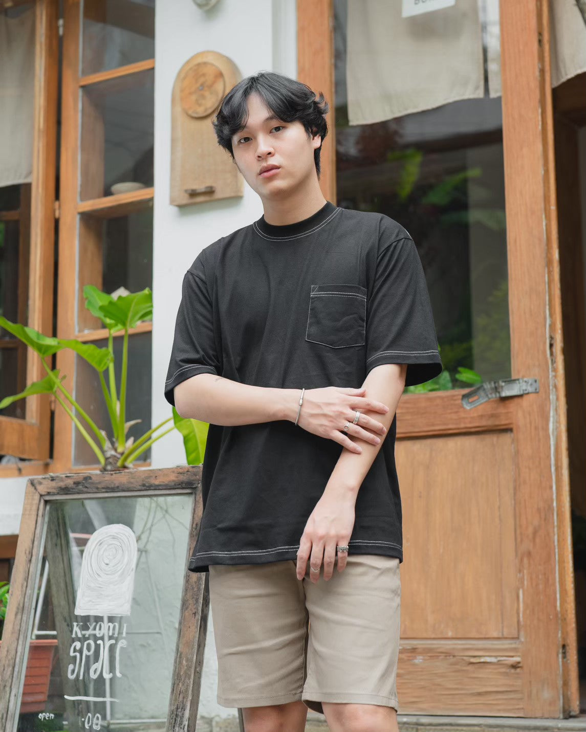 Ginza Oversize Tshirt Black White Stitch