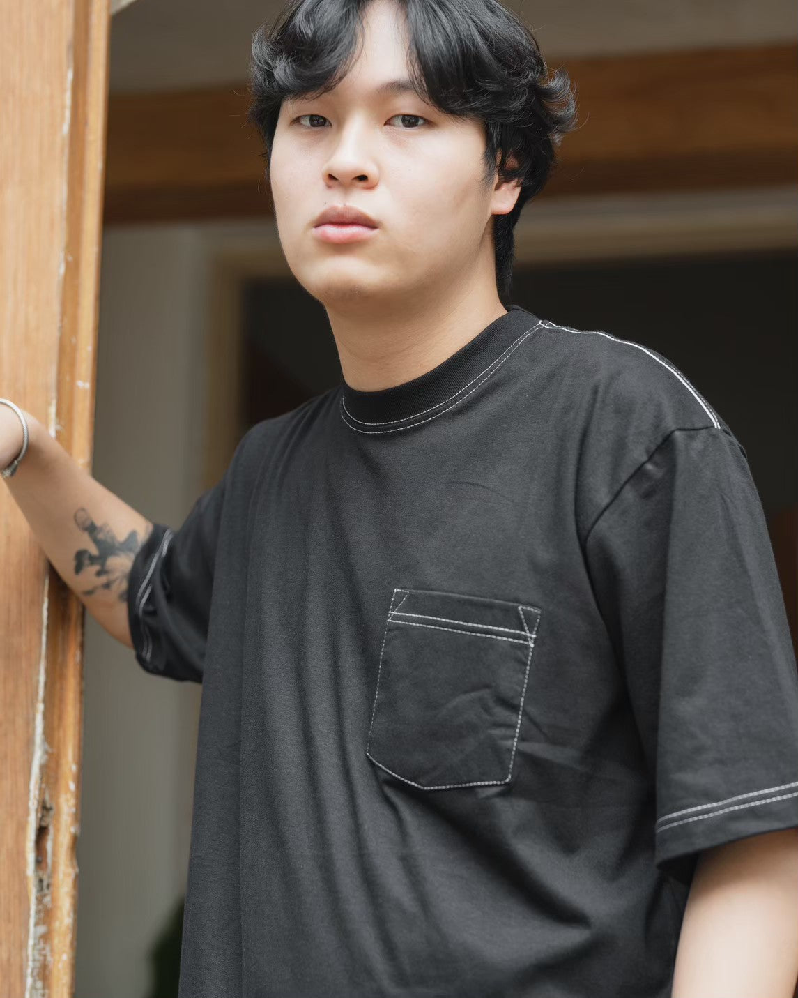 Ginza Oversize Tshirt Black White Stitch