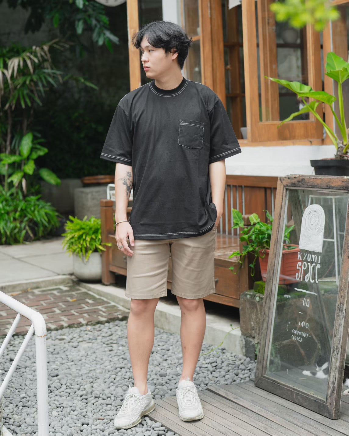 Ginza Oversize Tshirt Black White Stitch