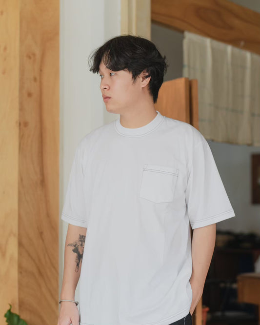 Ginza Oversize Tshirt White Black Stitch