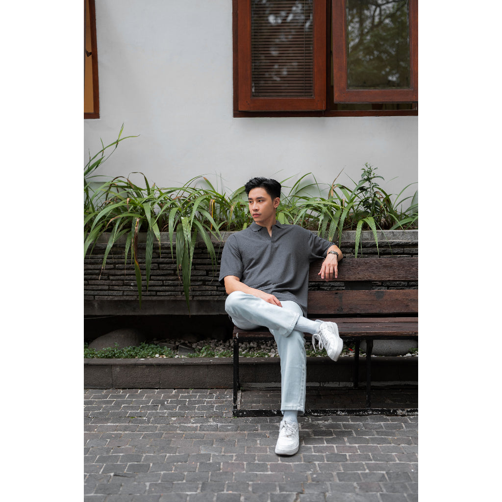 Nara Oversize Polo in Charcoal