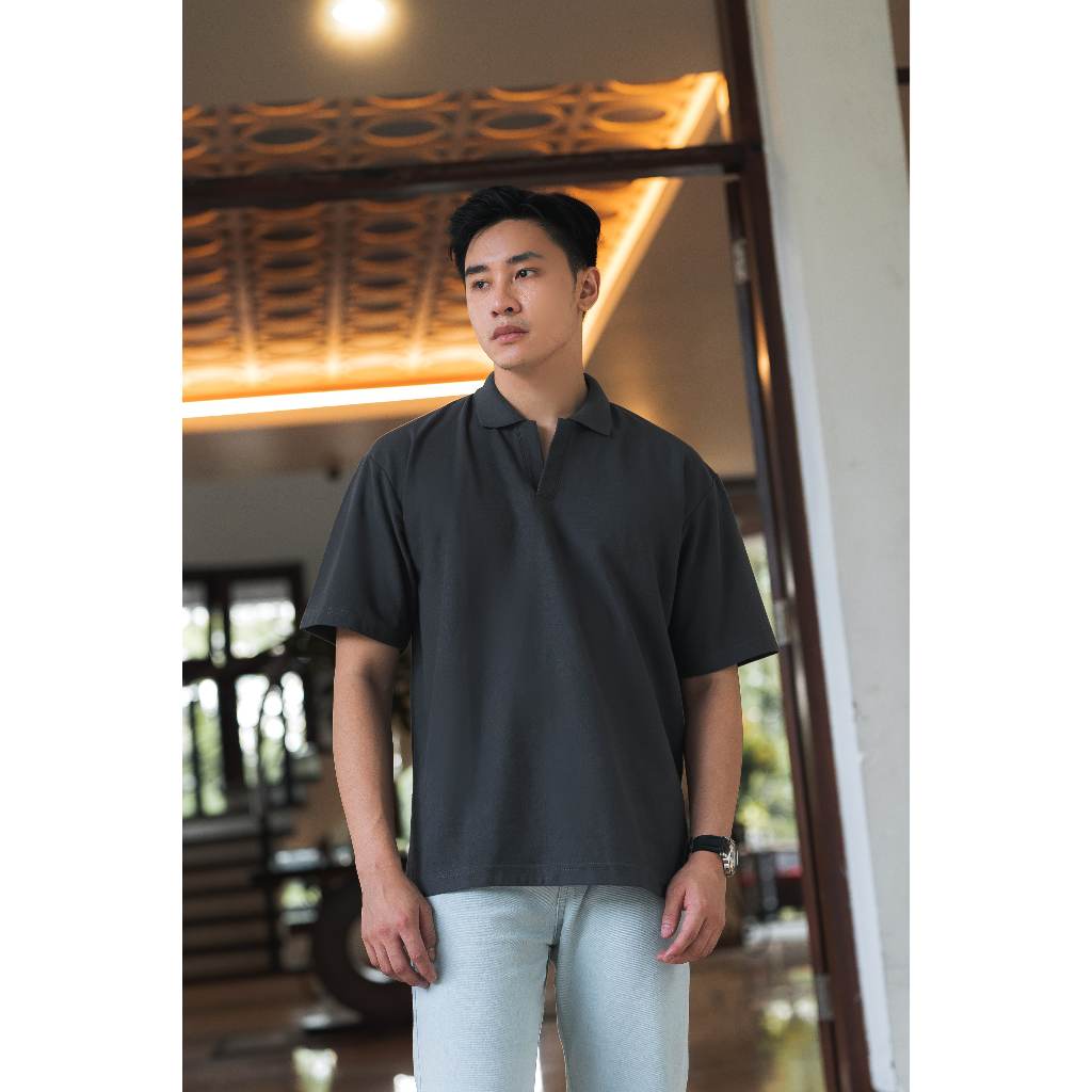 Nara Oversize Polo in Charcoal