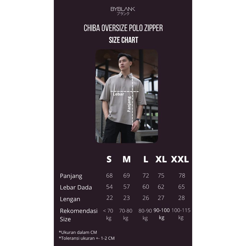 Chiba Oversize Polo Shirt Zipper in Black – Kaos Polo Pria Premium Resleting Hitam - BYBLANK