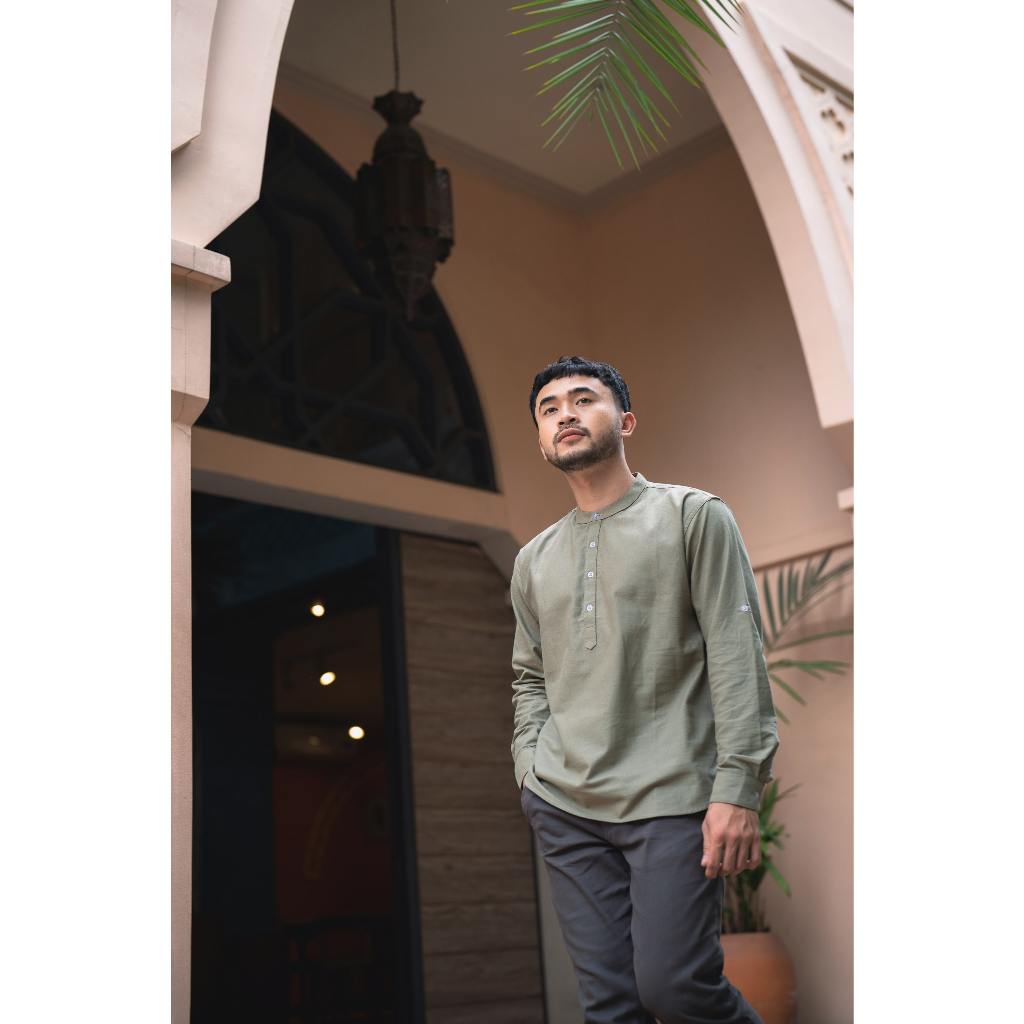 Qatar Kemeja Koko Lengan Panjang Linen Premium Sage Green / Hijau Sage - BYBLANK