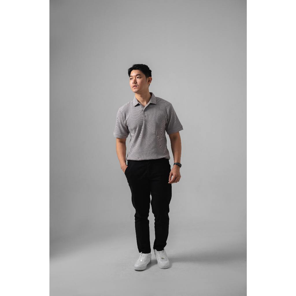 Shibuya Polo Waffle 2.0 in Grey - Kaos Polo Waffle Pria Premium Abu Muda - BYBLANK