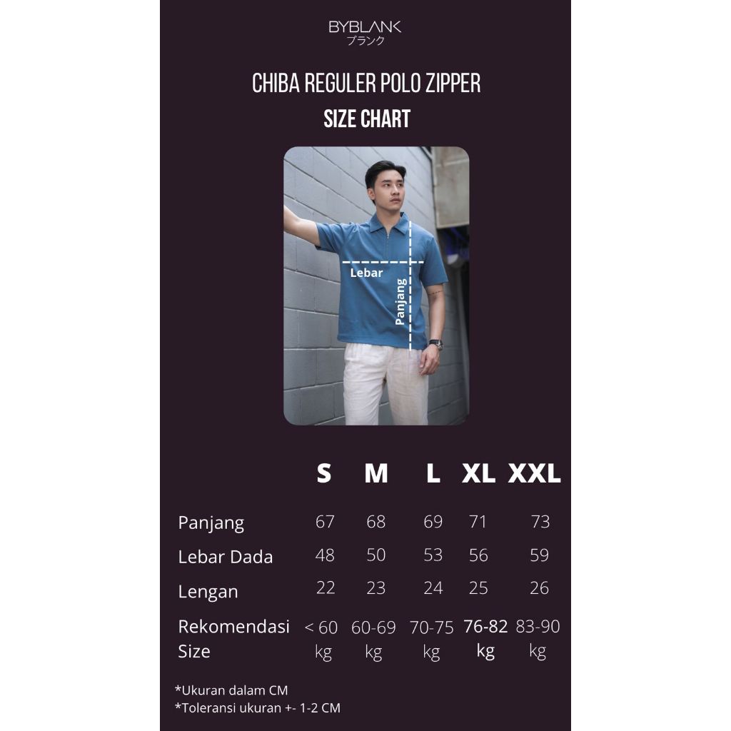 Chiba Reguler Polo Shirt Zipper in Denim – Kaos Polo Pria Premium Resleting Biru - BYBLANK