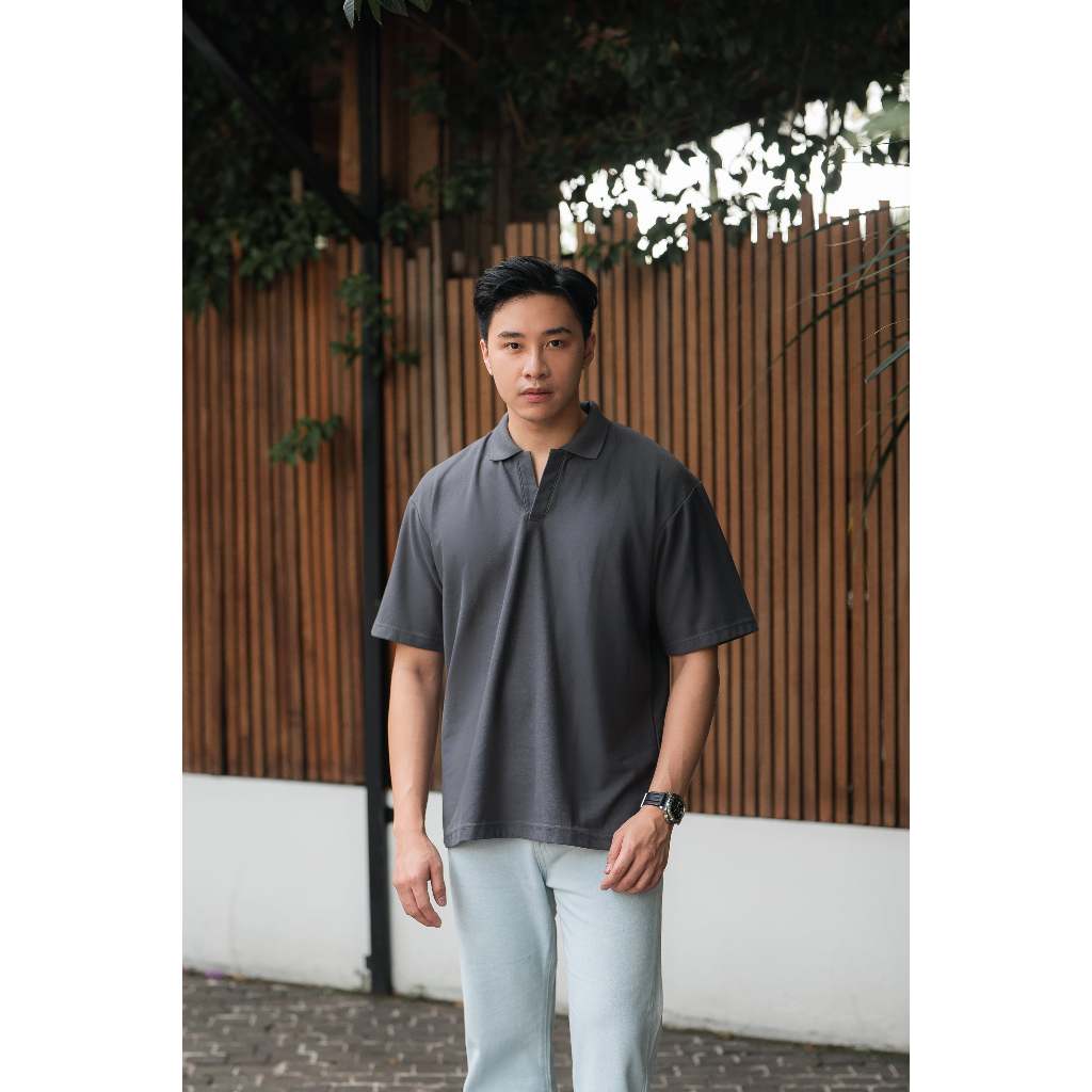 Nara Oversize Polo in Charcoal