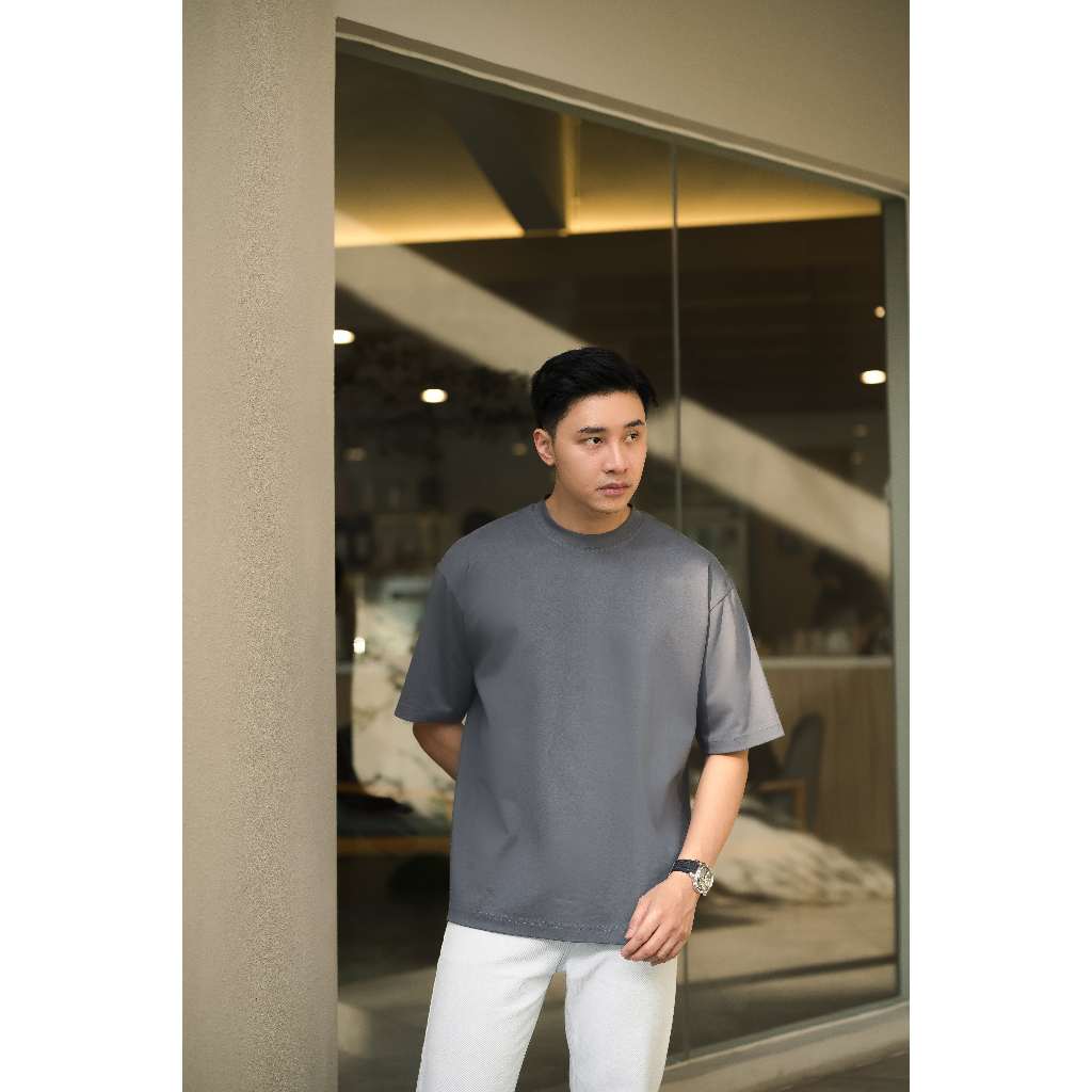 Izu Cotton Air Oversize Tshirt In Charcoal - BYBLANK