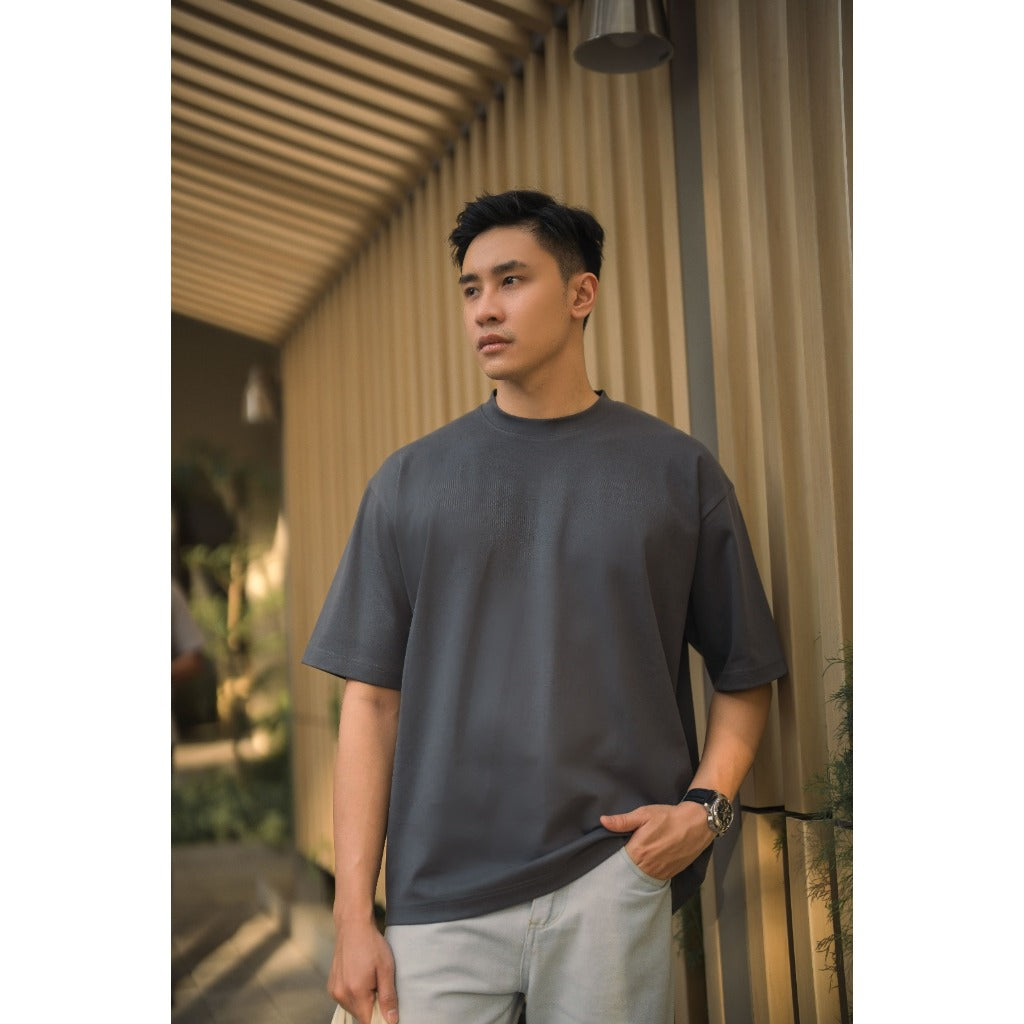 Izu Cotton Air Oversize Tshirt In Charcoal - BYBLANK