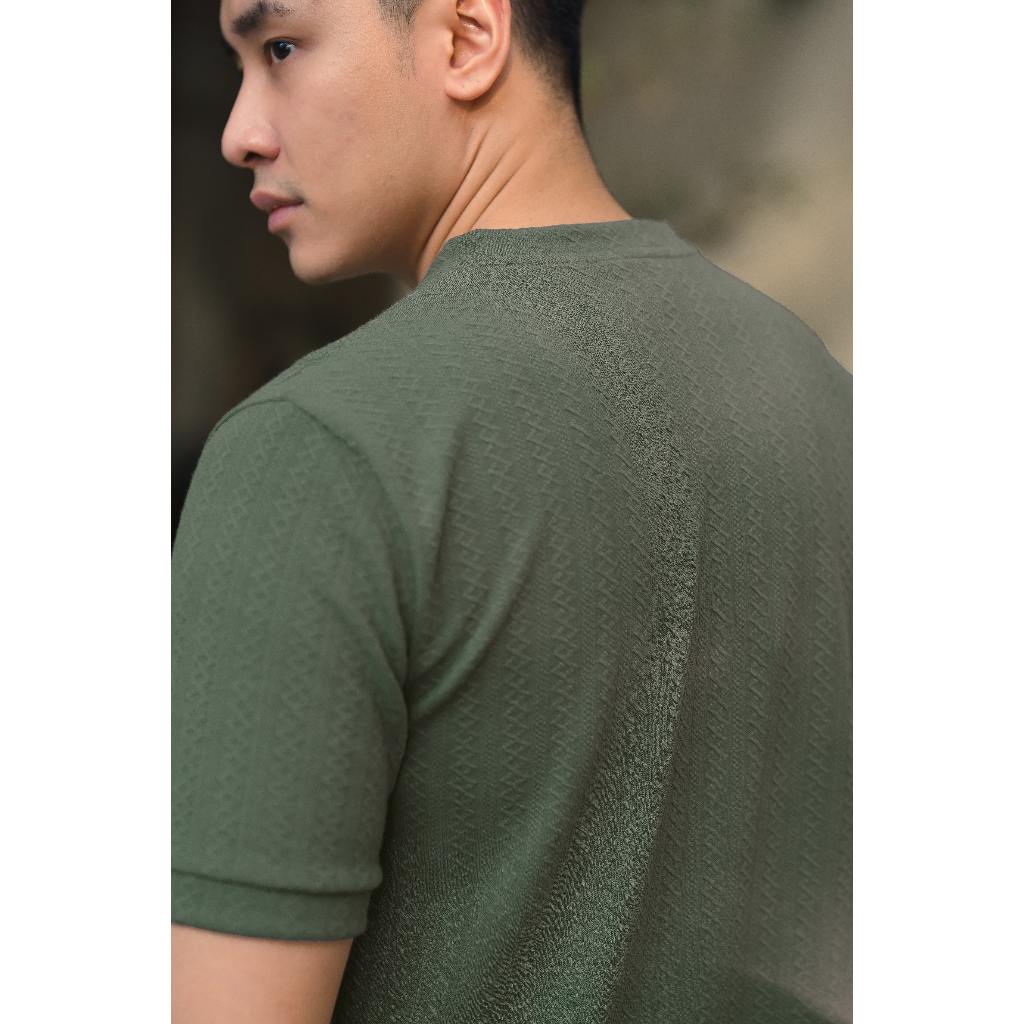 Otsu Kaos Knit Pria Premium V-neck in Jade Green - Kaos Knit Premium Motif Timbul 3D Hijau – BYBLANK