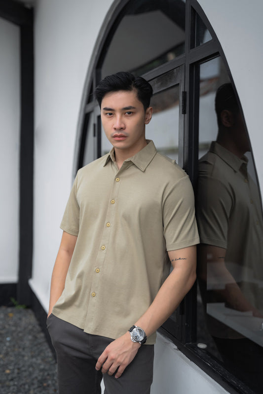 Saga Kemeja Kaos Cotton Air Khaki