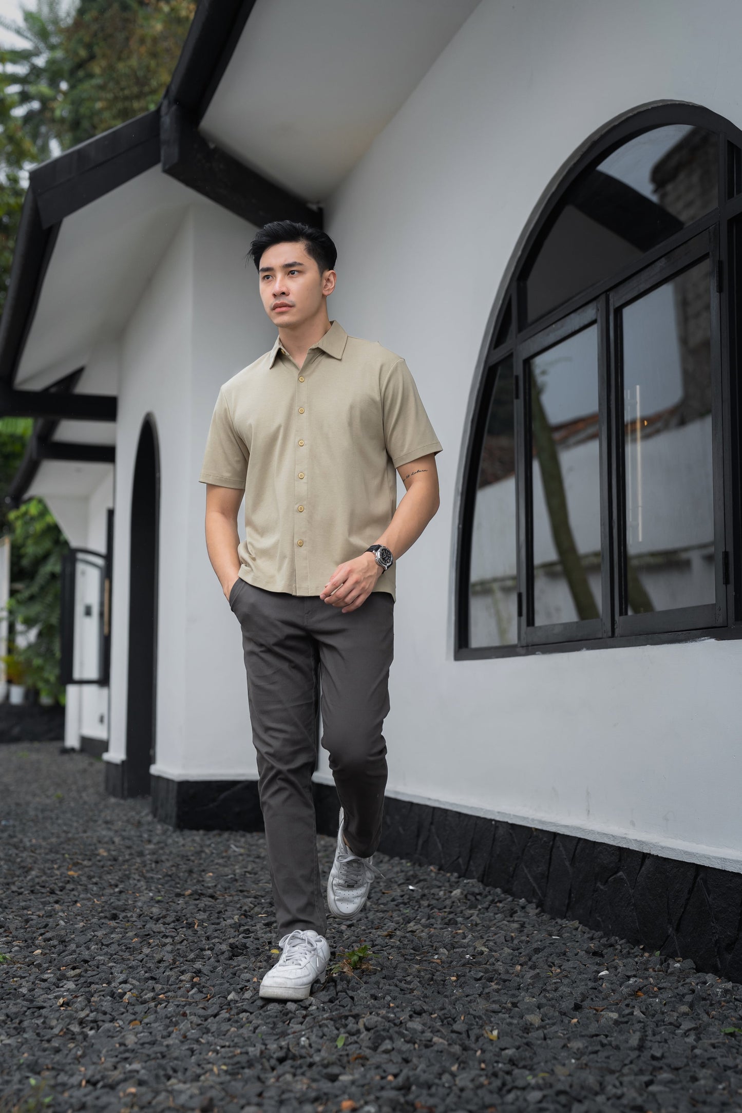 Saga Kemeja Kaos Cotton Air Khaki