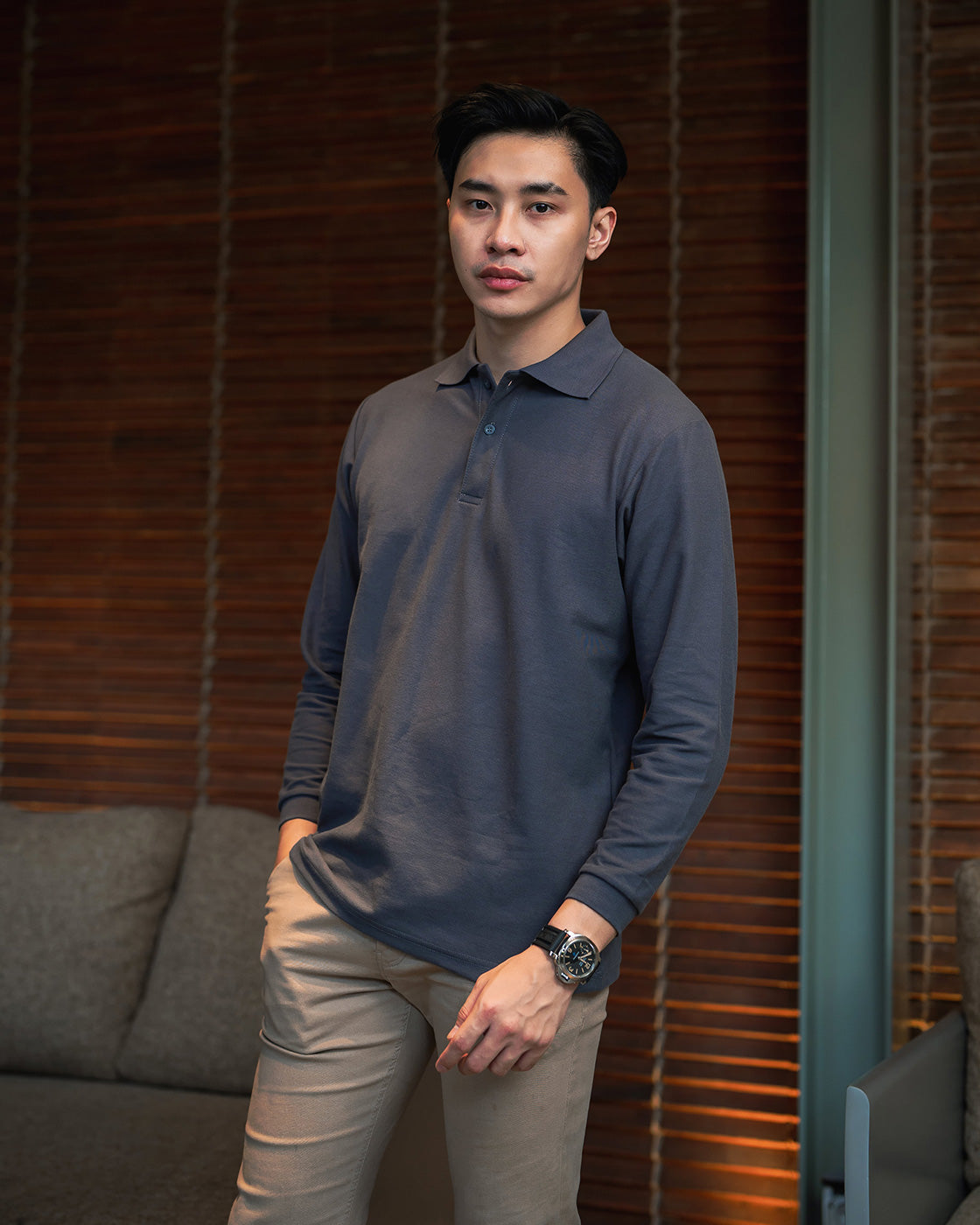 Sapporo Polo Longsleeve Charcoal